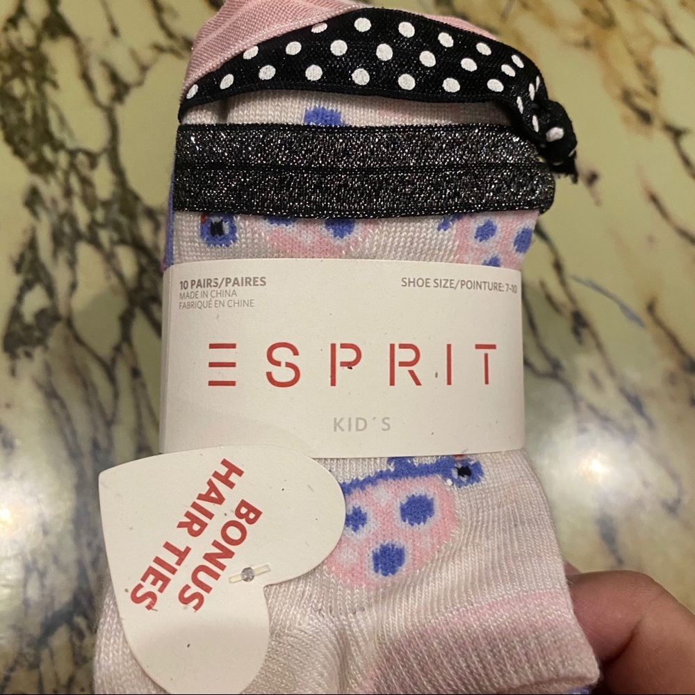 Esprit Kids Pink Polka Dot Socks with Bonus Hair Ties